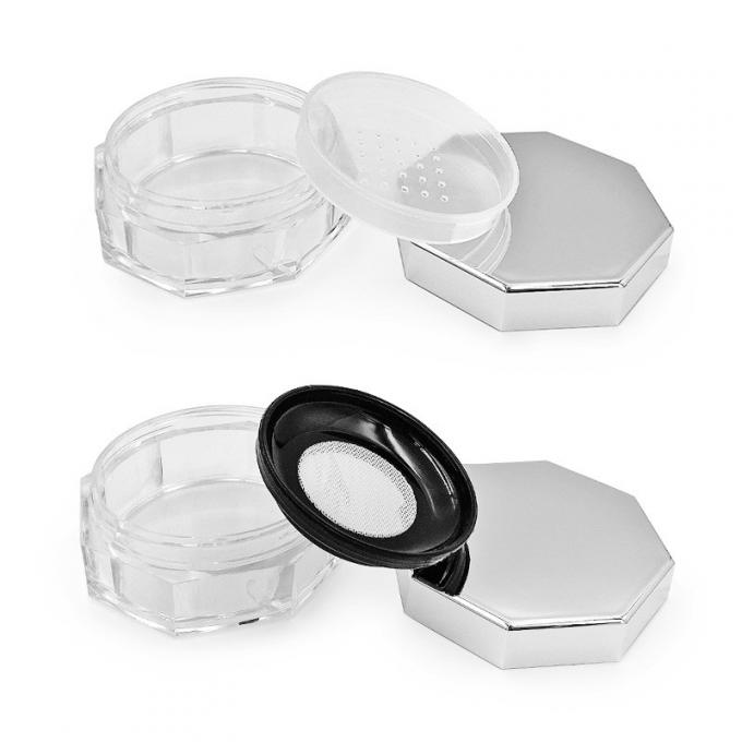 Round Transparent Loose Powder Case with Twist to Open Lid 15g Capacity Customizable Logo 0