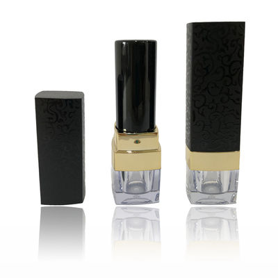 Cantik Hitam Kosong Lipstick Kemasan Tabung 21 * 72.7mm Logo pribadi