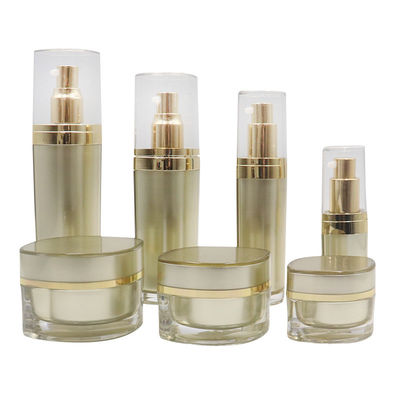 Hot Stamped Cosmetic Packaging Set Dengan Cap Pump Pc308 Frosted Clear Cover Cap Acrylic