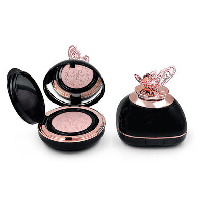 Travel Friendly Round Compact Powder Cushion Case Transparan Kompatibilitas yang dapat diisi ulang