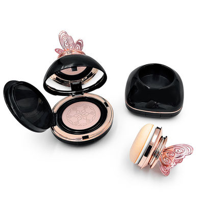 Travel Friendly Round Compact Powder Cushion Case Transparan Kompatibilitas yang dapat diisi ulang